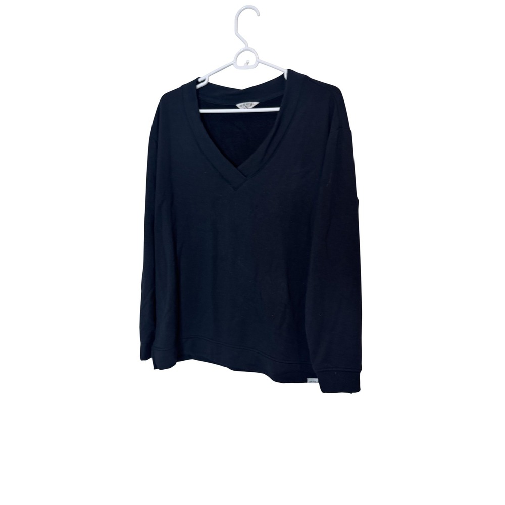 Orvis Sweatshirt Mens‎ Medium Black Fleece V Neck Pullover Classic Soft Lounge